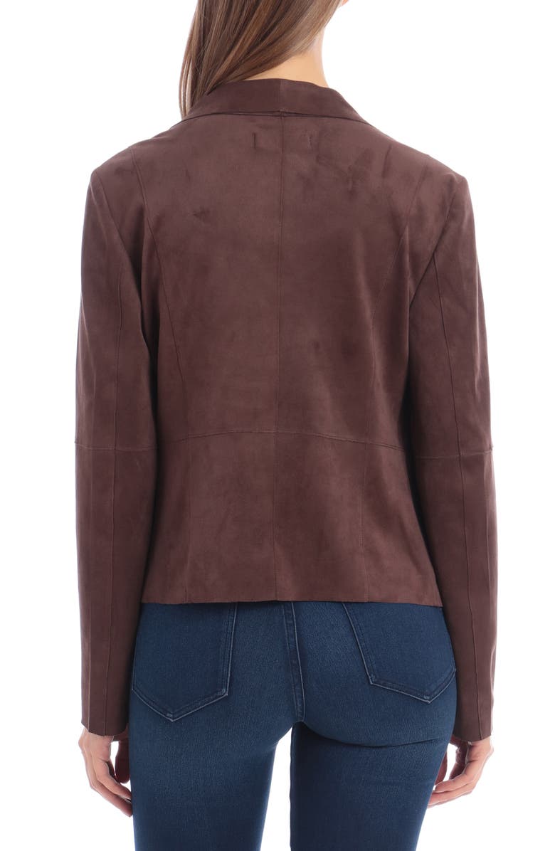 Bagatelle Draped Faux Suede Jacket, Alternate, color, Chocolate