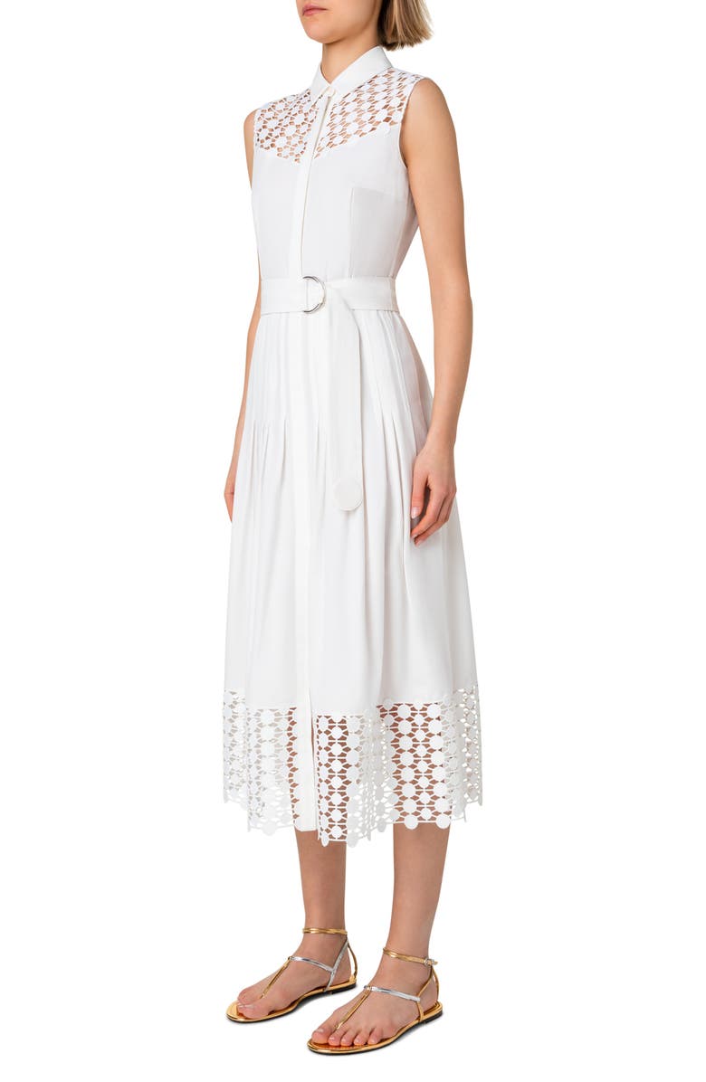 Akris punto Dot Guipure Lace & Gabardine A-Line Dress, Alternate, color, 