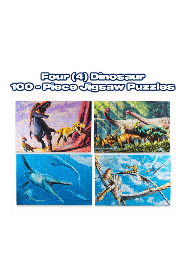 Dinosaur 100-Piece Jigsaw Puzzle Box Bundle | Set of 4, Alternate, color, Multi-Color