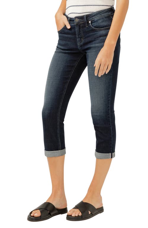 Shop Silver Jeans Co. Elyse Curvy Mid Rise Capri Jeans In Indigo