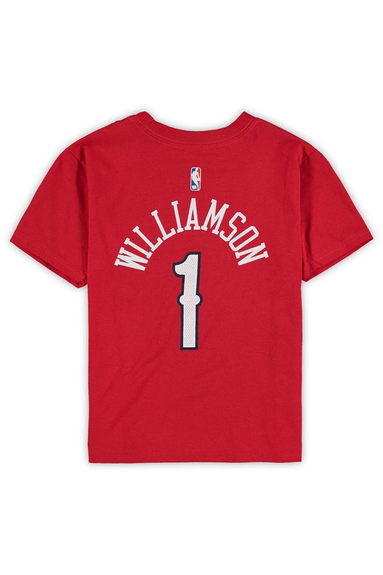 Preschool Jordan Brand Zion Williamson Red New Orleans Pelicans Statement Edition Name & Number T-Shirt, Alternate, color, Red