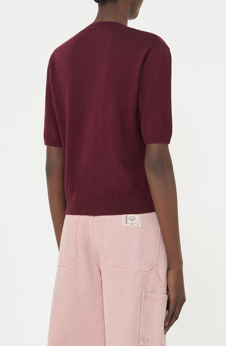 Weekend Max Mara Marea Wool & Cashmere Short Sleeve Sweater, Alternate, color, Bordeaux