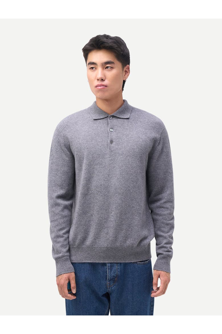 Timeless Cashmere Polo Sweater, Alternate, color, dim gray