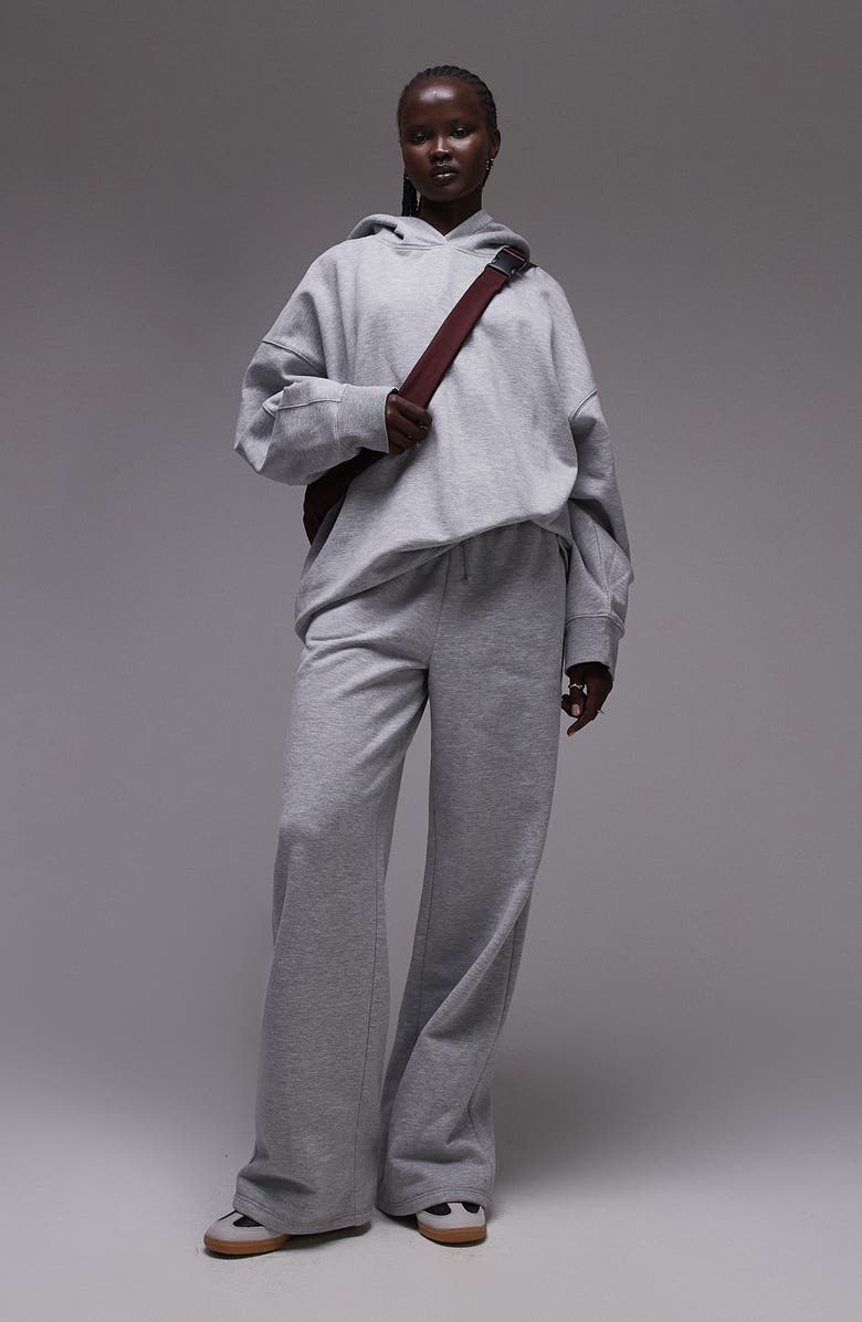 Topshop Premium Oversize Hoodie, Alternate, color, Grey