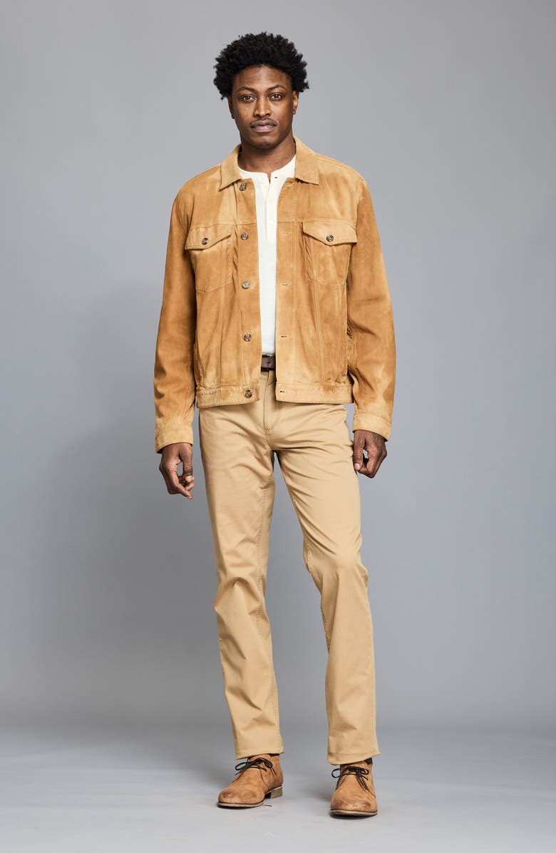 Billy Reid Waxed Suede Trucker Jacket, Alternate, color, Khaki