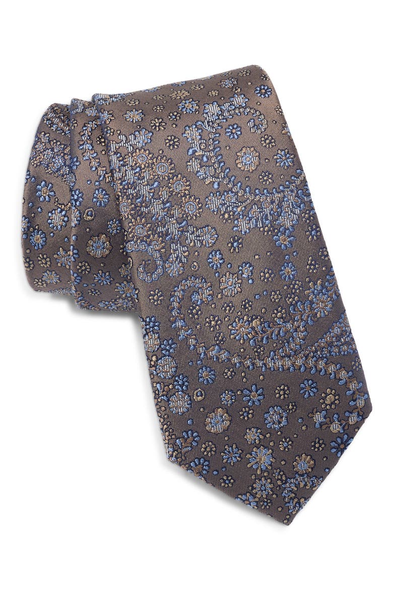 Davari Paisley Silk Tie, Main, color, TAUPE