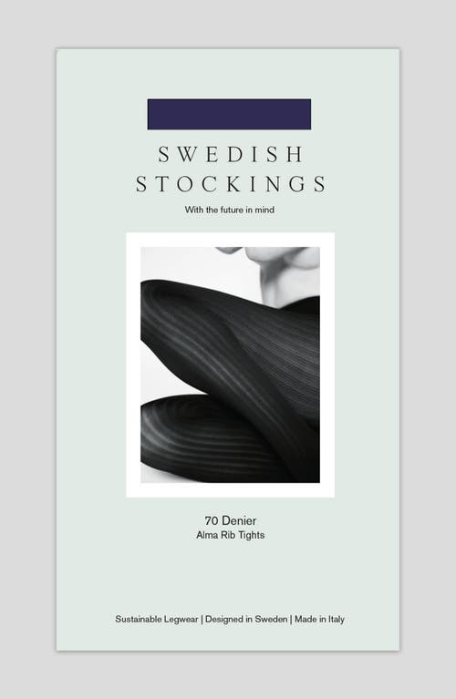 Swedish Stockings Alma Rib Tights In Blue