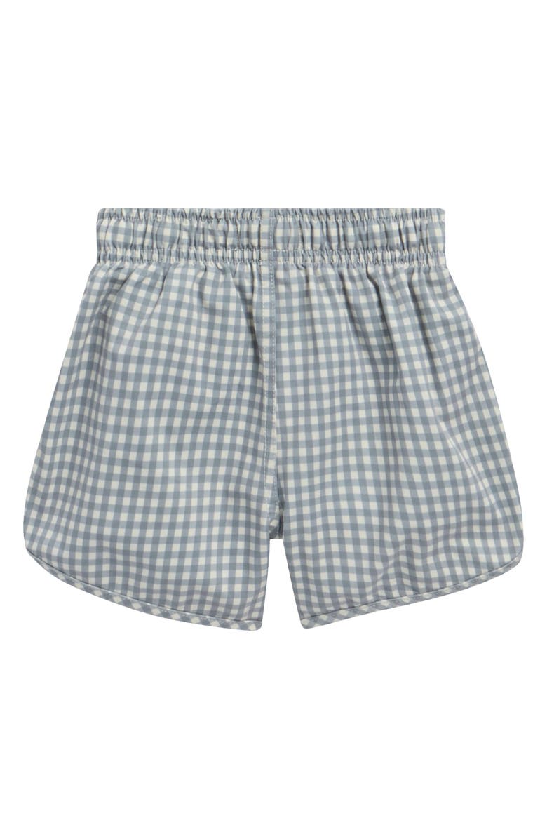 QUINCY MAE Gingham Print UPF 50+ Swim Trunks, Alternate, color, Ocean