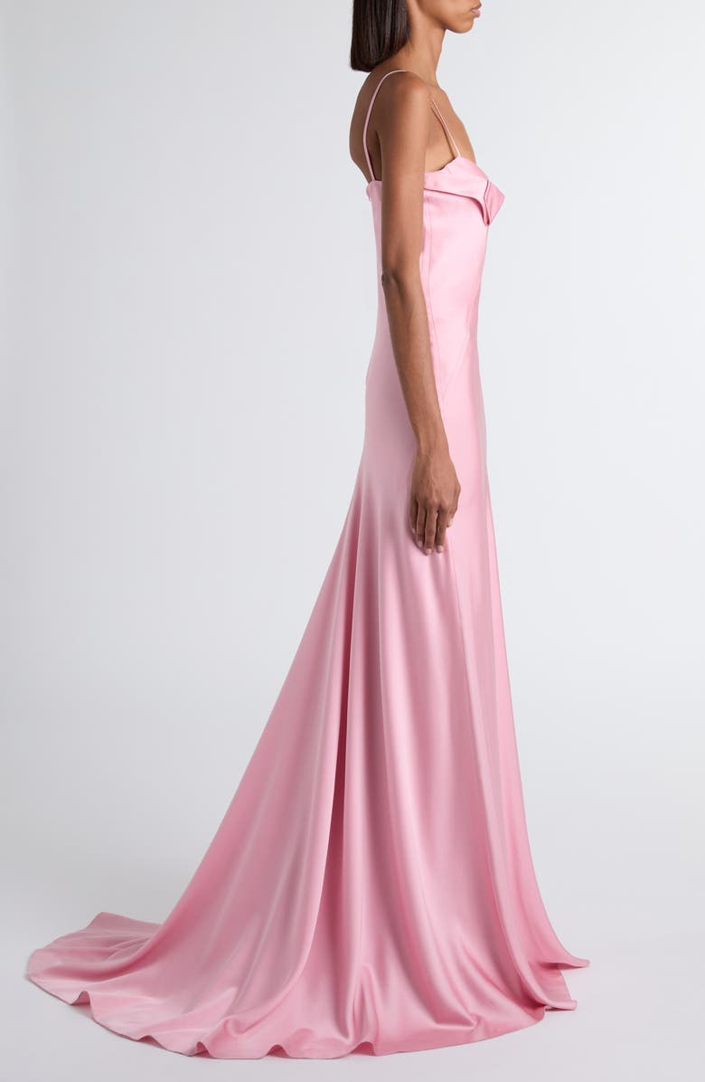 McQueen Double Silk Satin Evening Gown, Alternate, color, Pale Pink