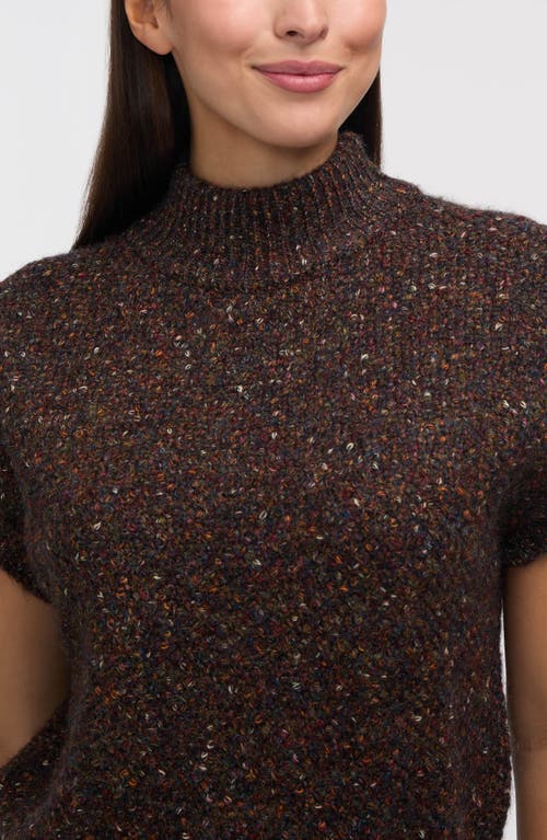 Nvlt Marled Mock Neck Cap Sleeve Sweater In Brown