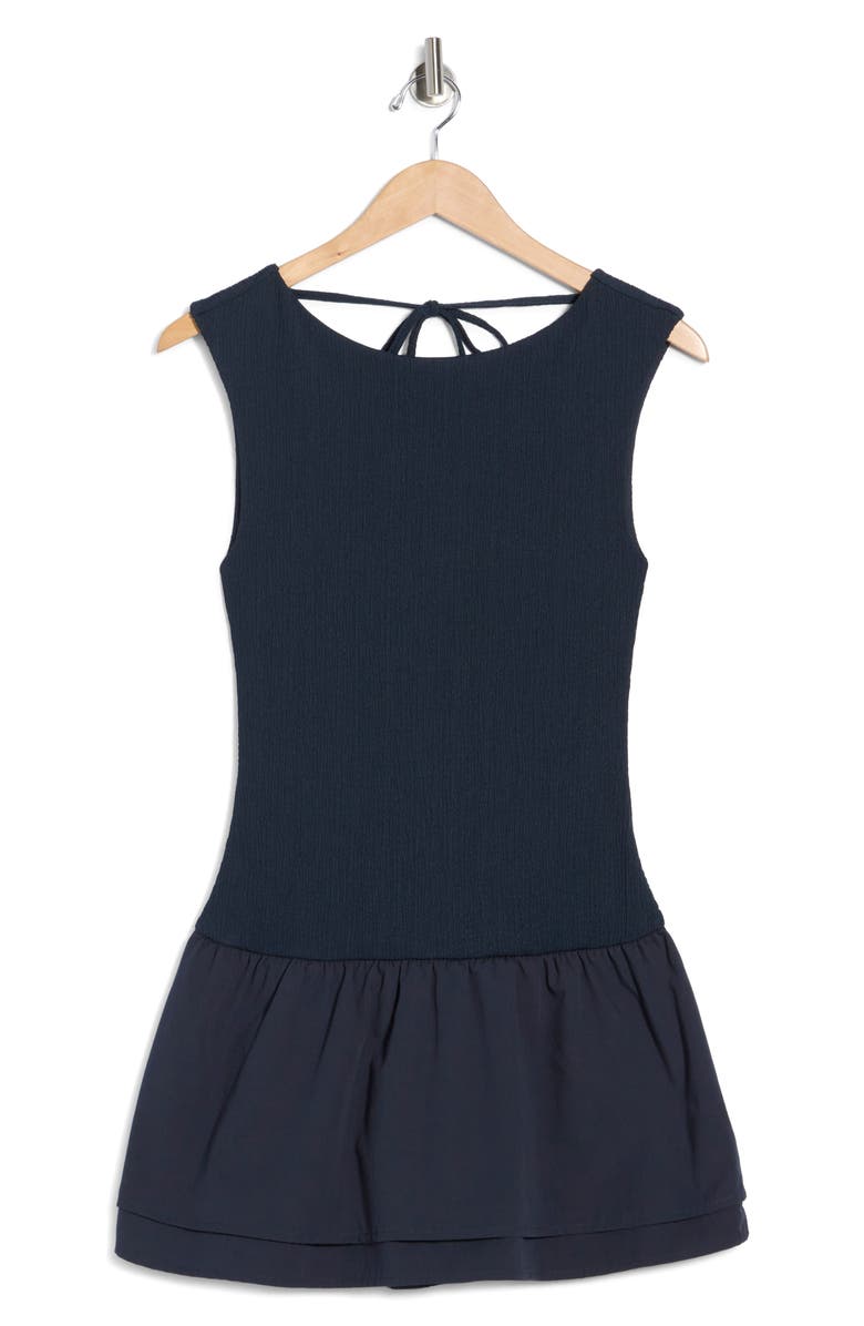 Madden Girl Tie Back Drop Waist Double Layer Dress, Alternate, color, Navy