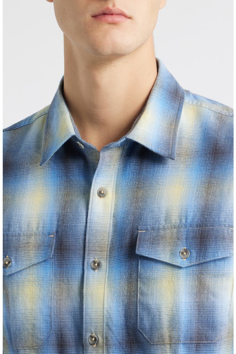 Ranchero Modern Fit Plaid Cotton Button-Up Shirt, Alternate, color, BLUE