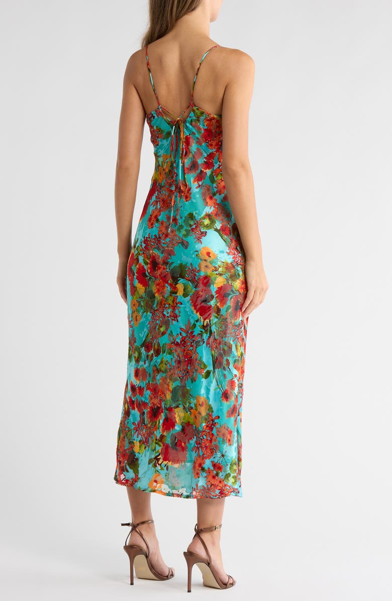 matty m. Floral Bias Cut Satin Slipdress, Alternate, color, Aqua