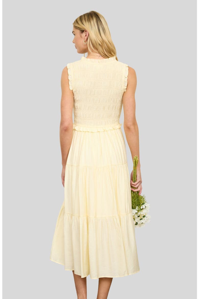 Smock Bodice Midi Dress, Alternate, color, BUTTER YELLOW