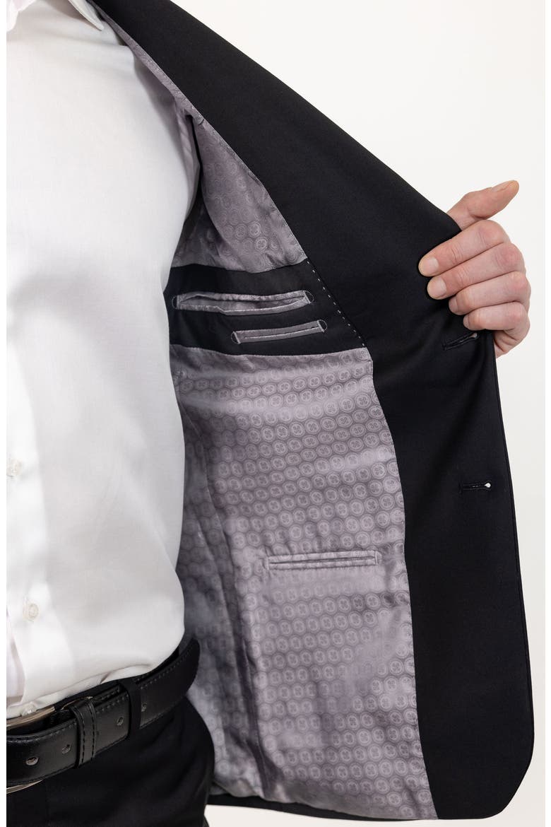 Solid Stretch Wool Suit, Alternate, color, BLACK