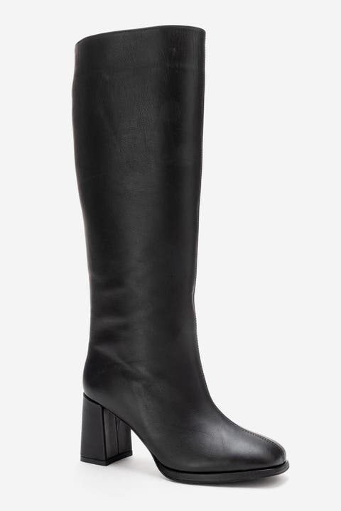 Javen Leather Block Heel Boot
