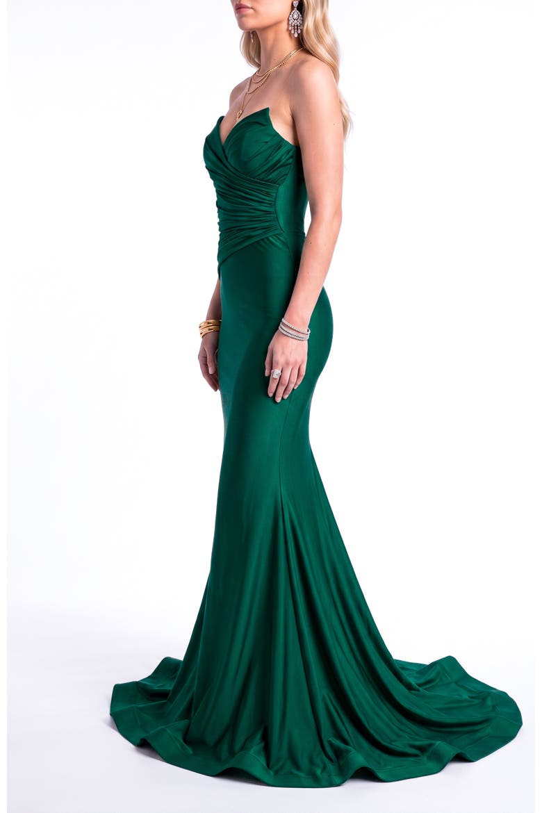 Strapless Ruched Sweetheart Mermaid Evening Gown, Alternate, color, Forest Green