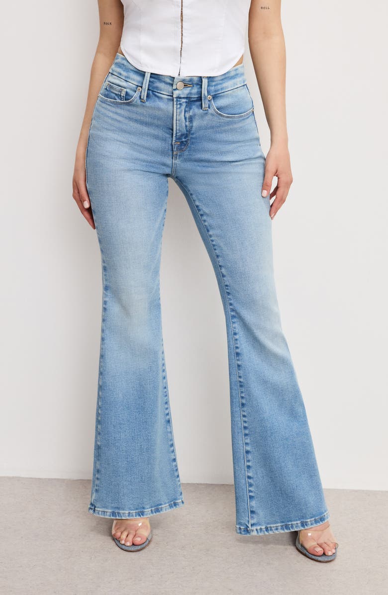 Good American Dolly Joleans Flare Jeans, Alternate, color, Indigo1019