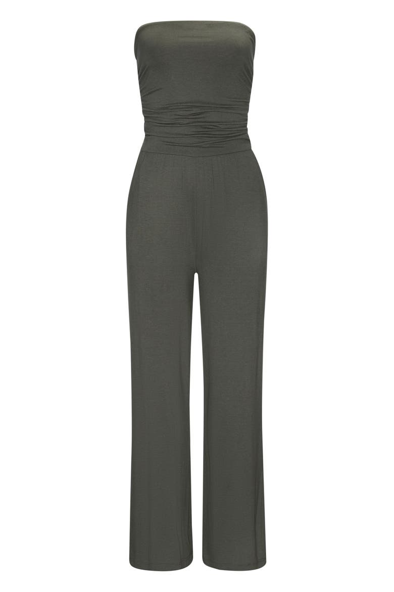 Strapless Jumpsuit, Alternate, color, Olive