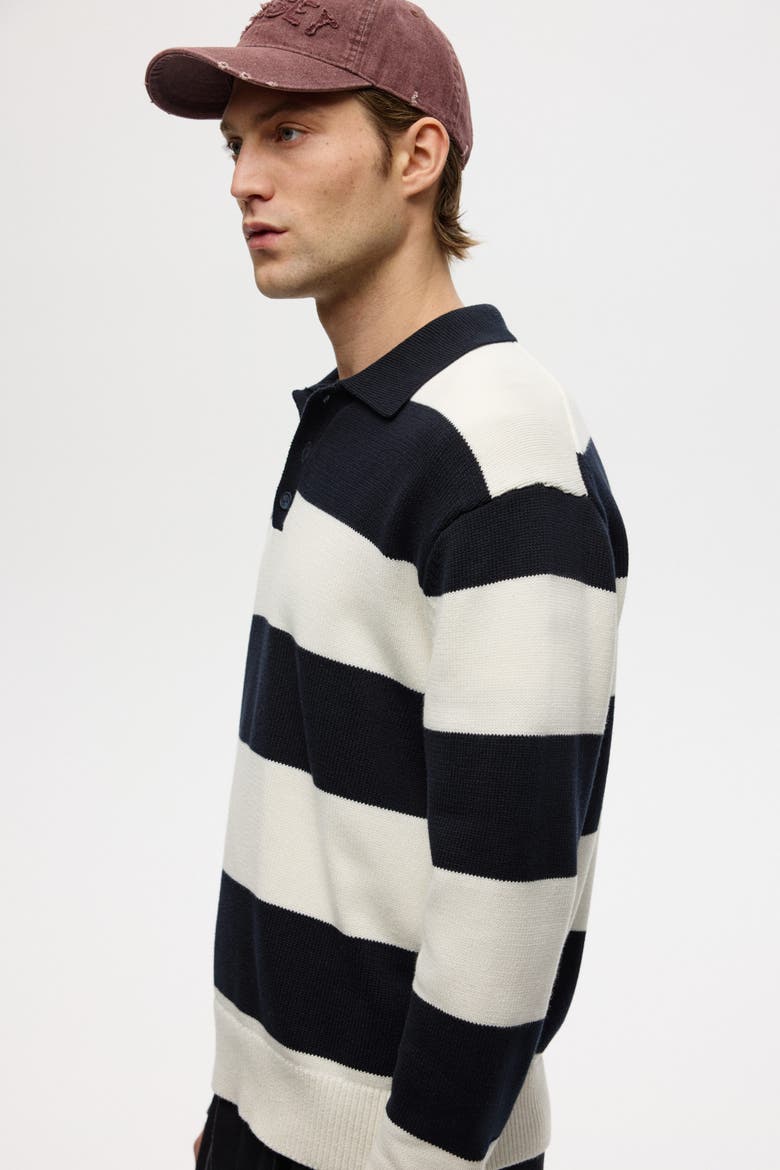 Relaxed Fit Polo Shirt, Alternate, color, Dark blue/striped