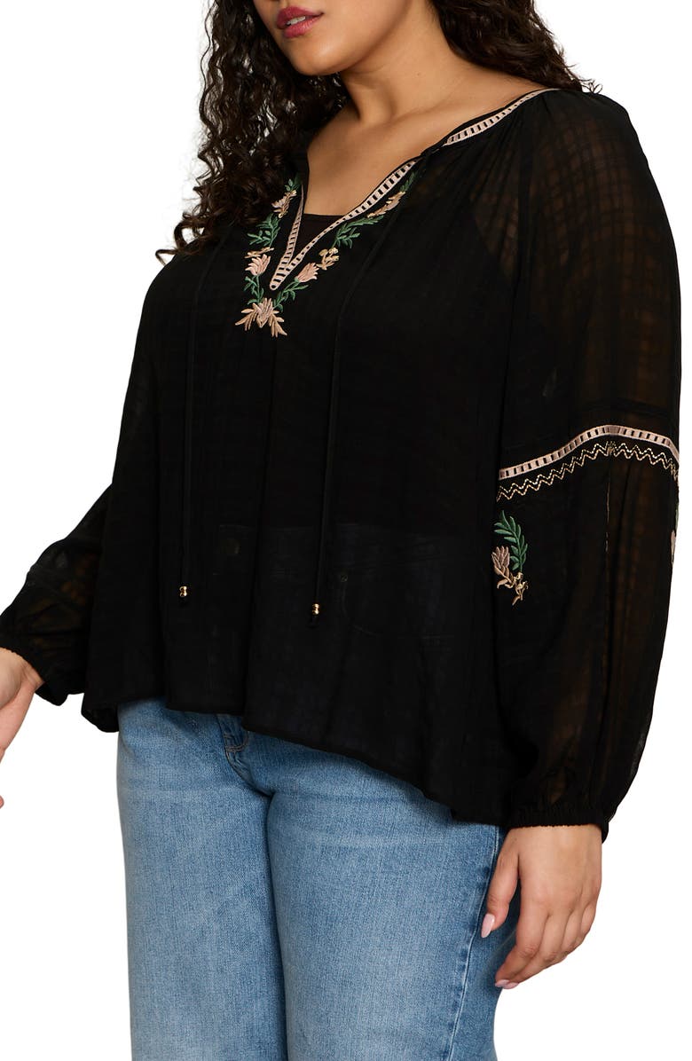 Sanctuary Raye Embroidered Top, Alternate, color, Black