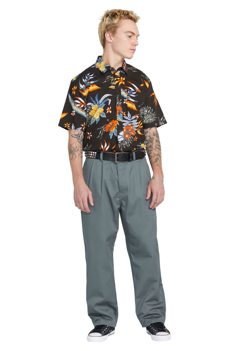 Volcom Briqlayer Pleated Tapered Leg Pants, Alternate, color, Dark Slate