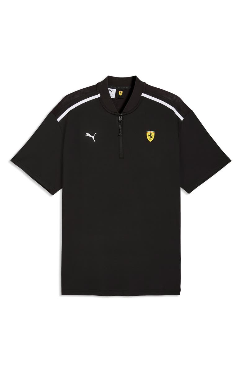 PUMA Scuderia Ferrari Cloudspun Blade Collar Performance Zip Polo, Main, color, Puma Black