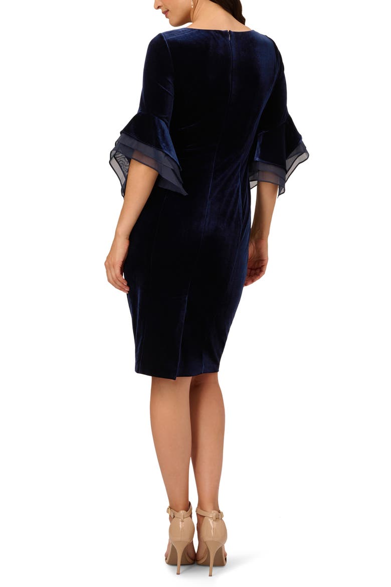 Velvet Bell Sleeve Sheath Dress, Alternate, color, MIDNIGHT