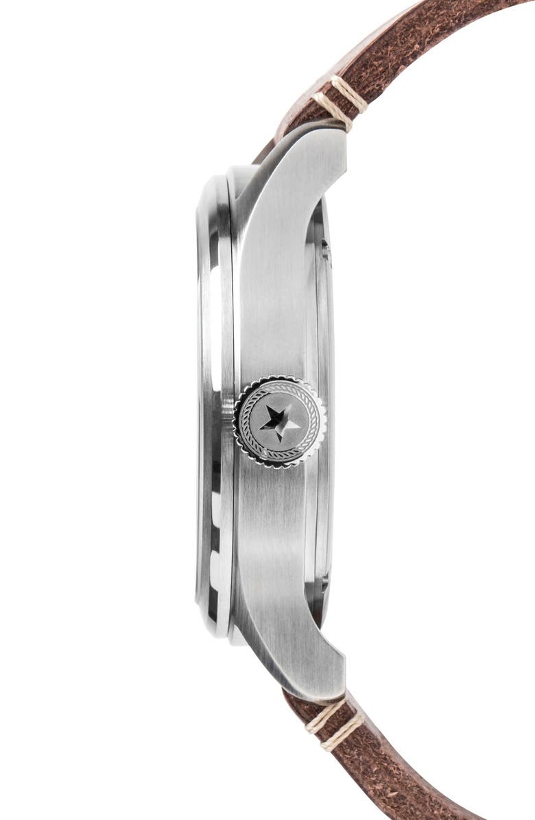 Jack Mason Aviation Leather Strap Watch, 42mm, Alternate, color, 