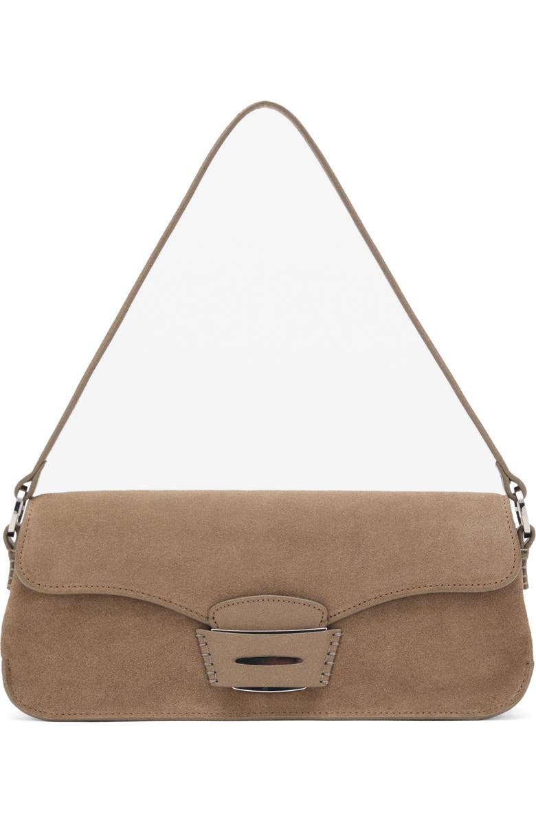 MANGO Suede Shoulder Bag, Main, color, Medium Brown