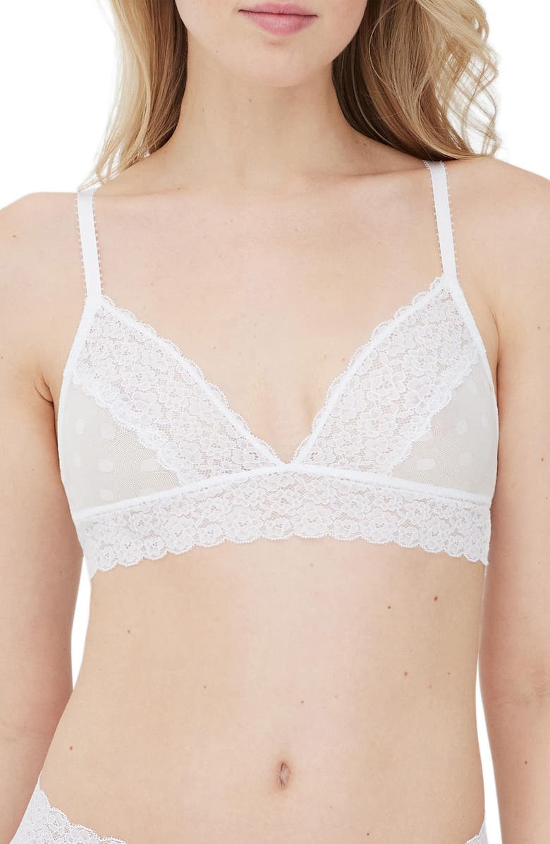 Skarlett Blue Dare Dot Pattern Plunge Bralette, Main, color, White