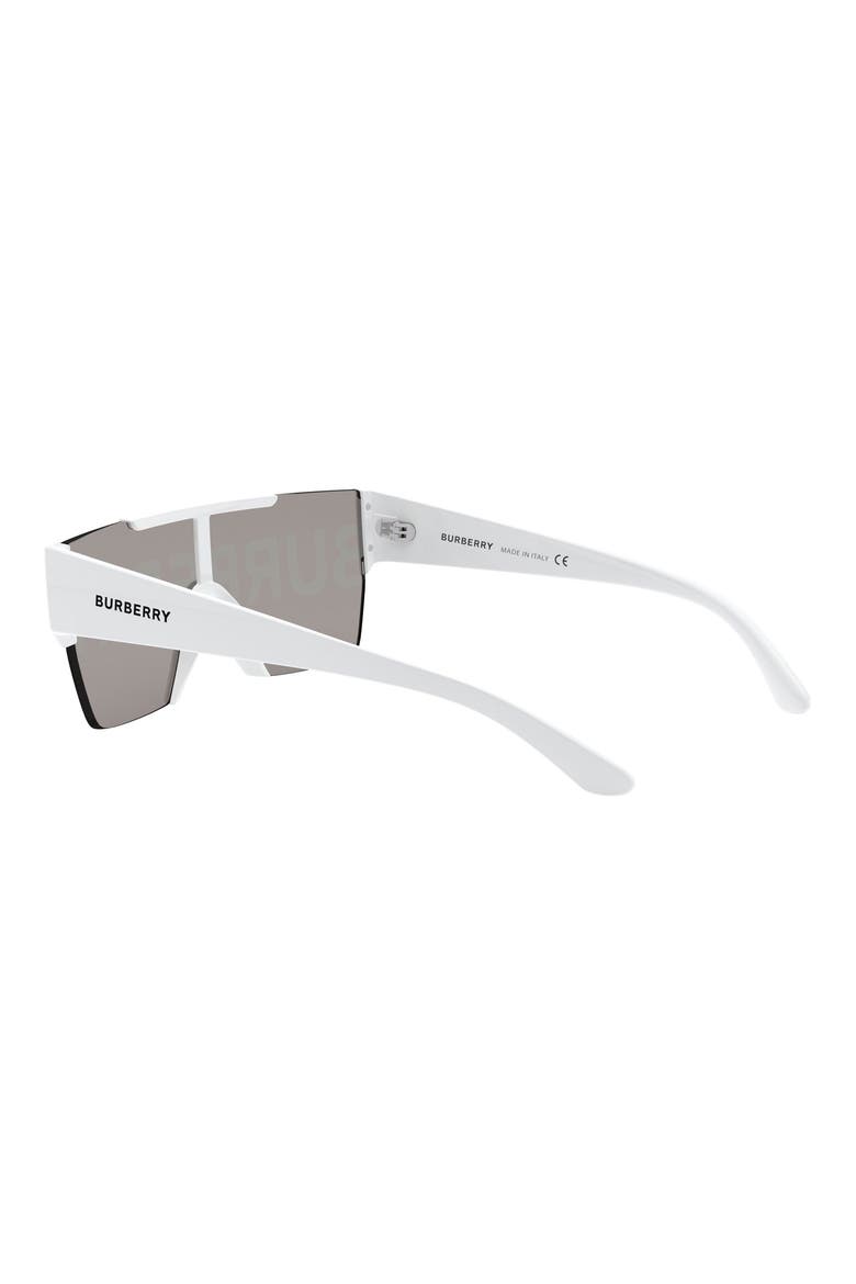 38mm Shield Sunglasses, Alternate, color, WHITE/GRY BURBERRY SLVR/GOLD