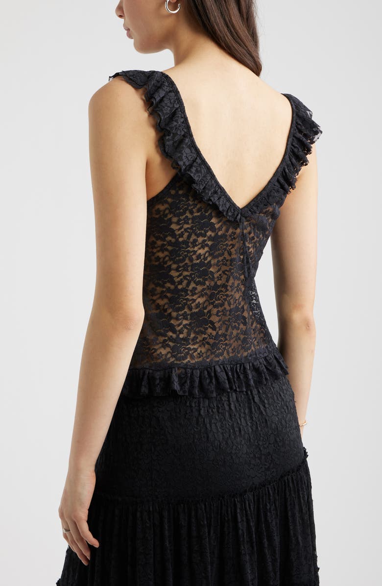 BP. Pretty Lace Ruffle Tank, Alternate, color, Black