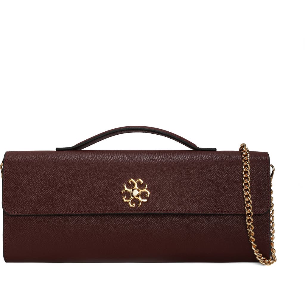 Gorski Top Handle Rectangle Leather Crossbody Bag In Burgundy