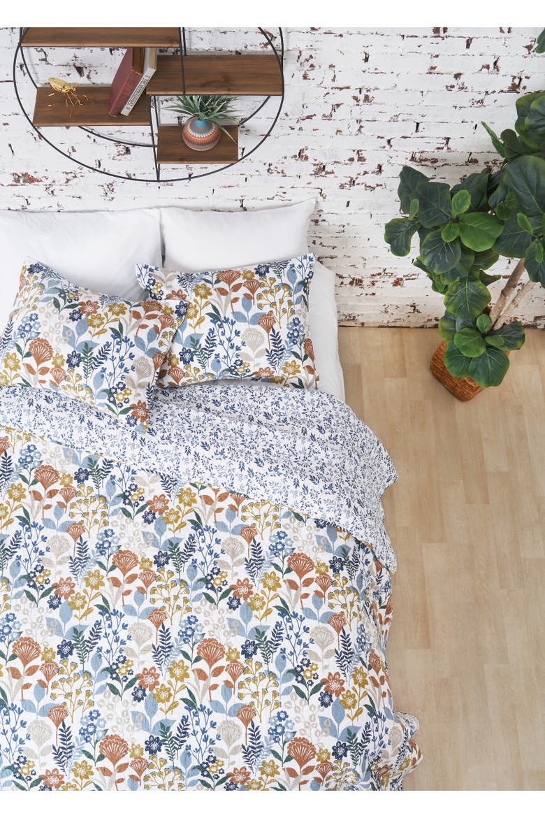 Delilah Spring Floral Cotton Quilt Set  - Reversible and Machine Washable, Alternate, color, Blue