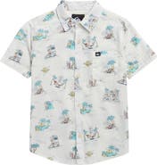 Quiksilver Kids' Surf Doodle Short Sleeve Cotton Button-Up Shirt