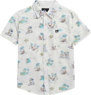 Quiksilver Kids' Surf Doodle Short Sleeve Cotton Button-Up Shirt