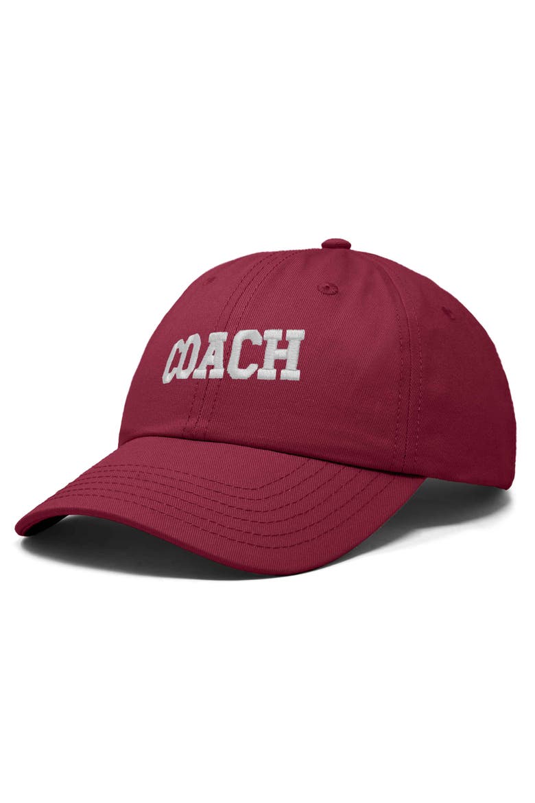 Coach Embroidered Sports Dad Cap, Alternate, color, Maroon