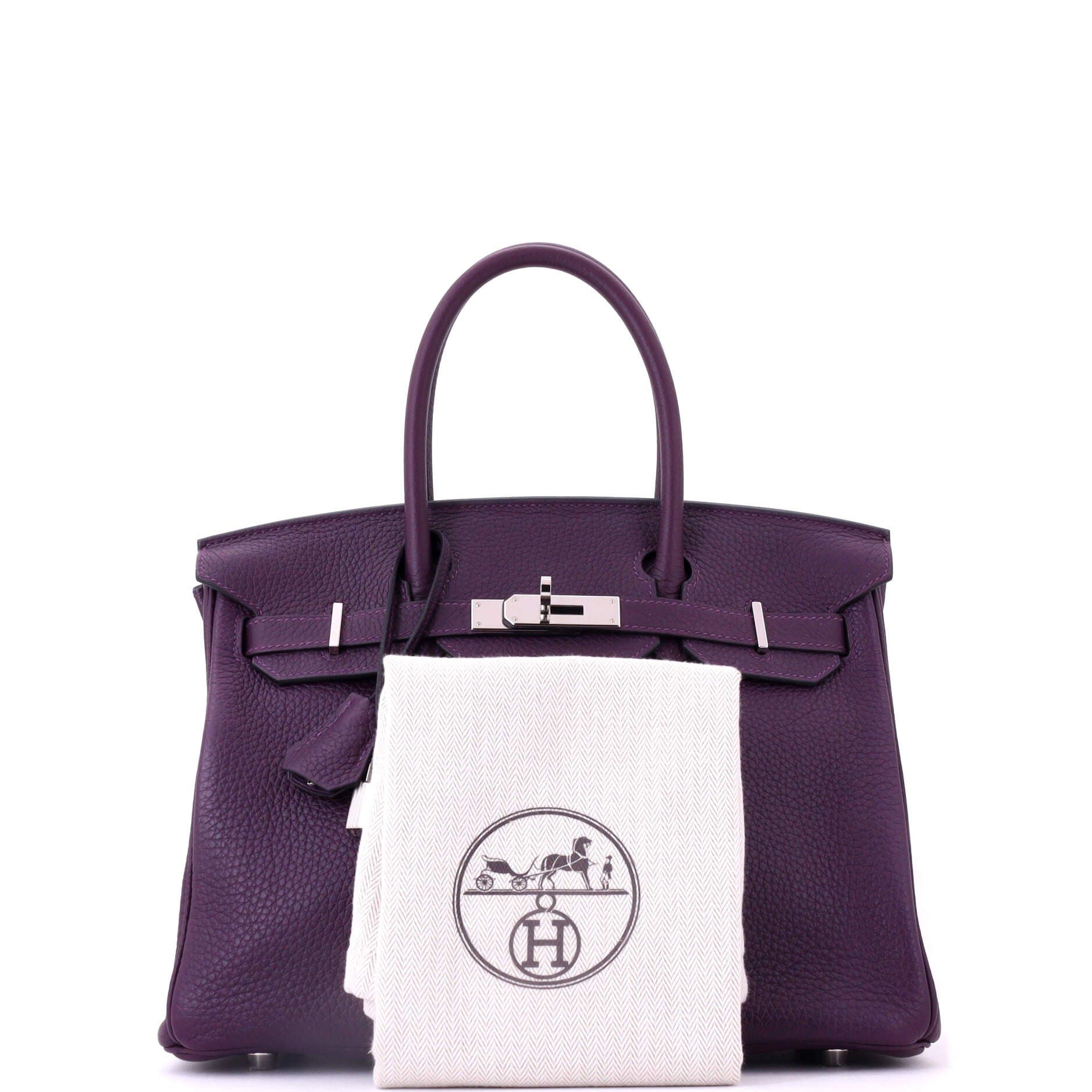 Pre-Owned Hermes Birkin Handbag Purple Clemence with Palladium Hardware 30, Alternate, color, Cassis