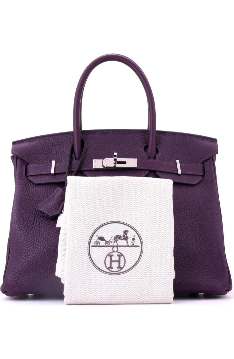 Pre-Owned Hermes Birkin Handbag Purple Clemence with Palladium Hardware 30, Alternate, color, Cassis