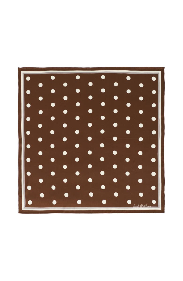 Lost Pattern Retro Polka Silk Bandana, Main, color, Coffee