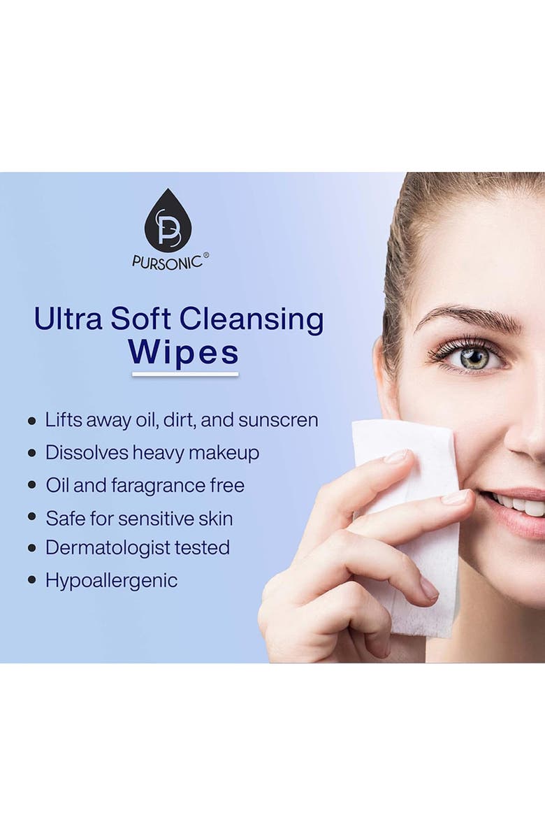 PURSONIC Makeup Removal Wipes 12 Pack, Alternate, color, Pink