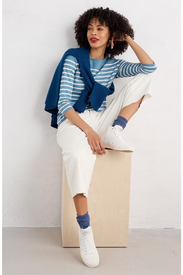 Sailor Stripe Organic Cotton Top, Alternate, color, FALMOUTH BRETON HORIZON CHALK