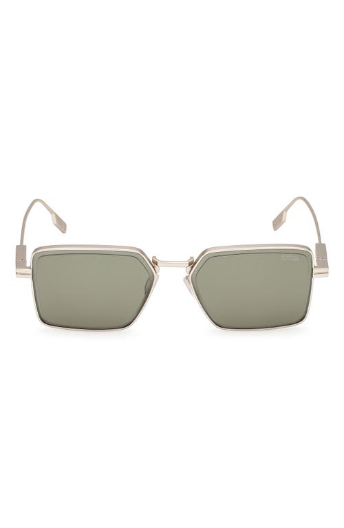 Zegna 56mm Rectangular Polarized Sunglasses In Green