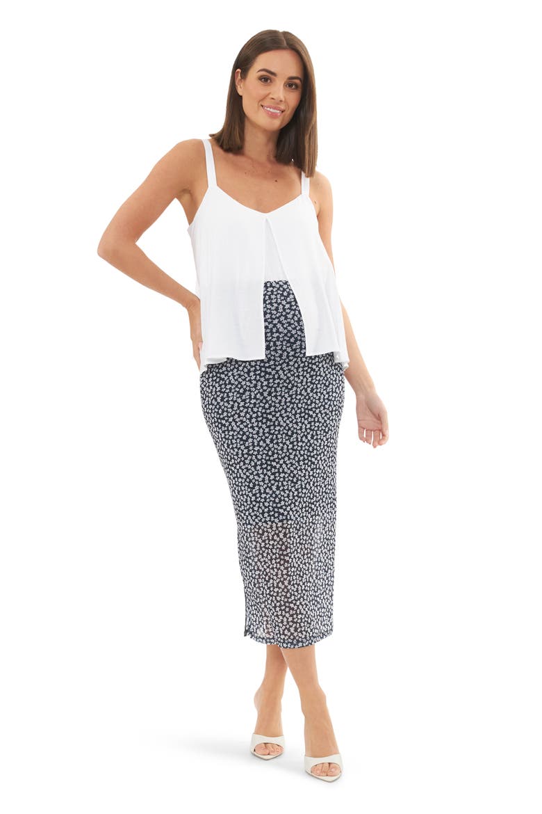 Kara Mesh Maternity Midi Skirt, Alternate, color, NAVY