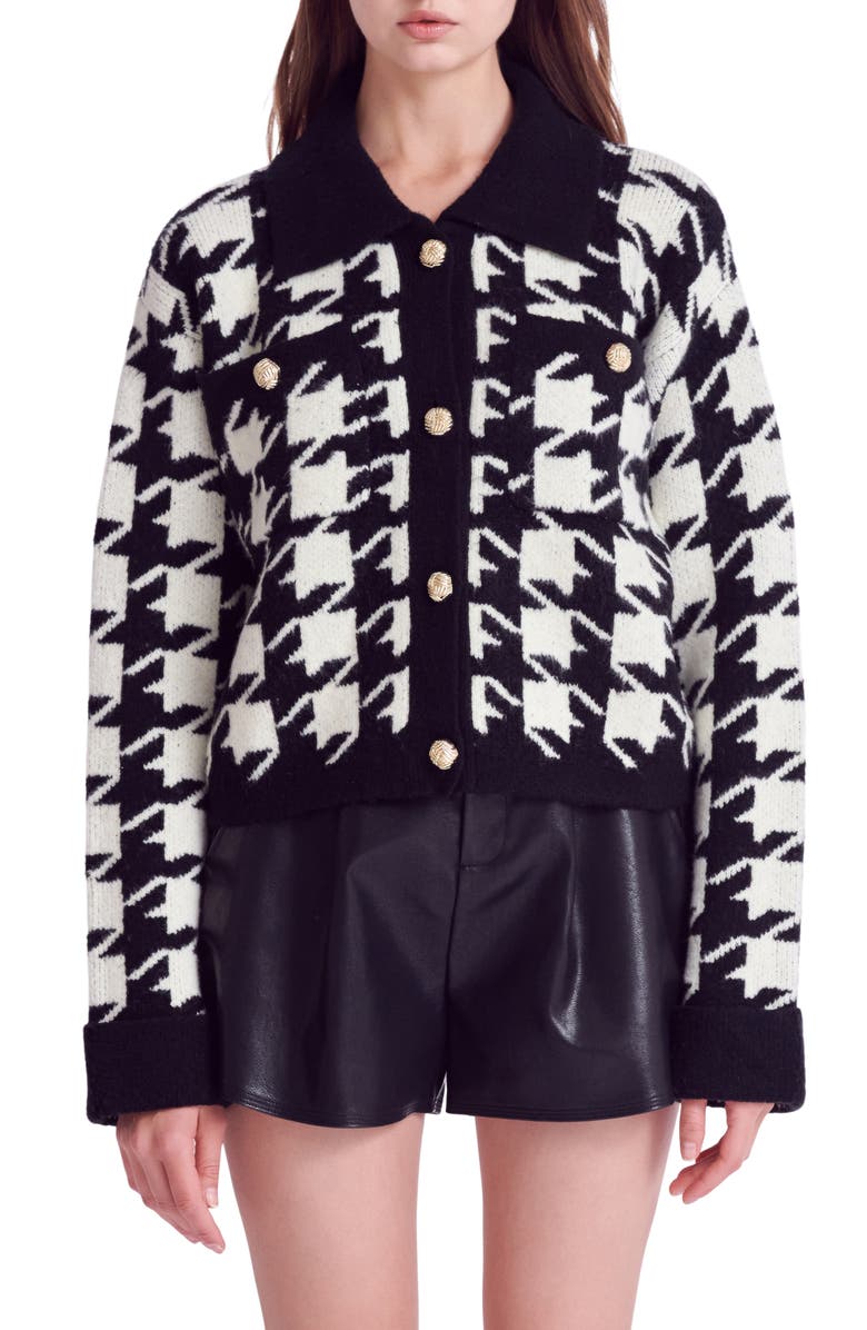 English Factory Houndstooth Cardigan, Main, color, 