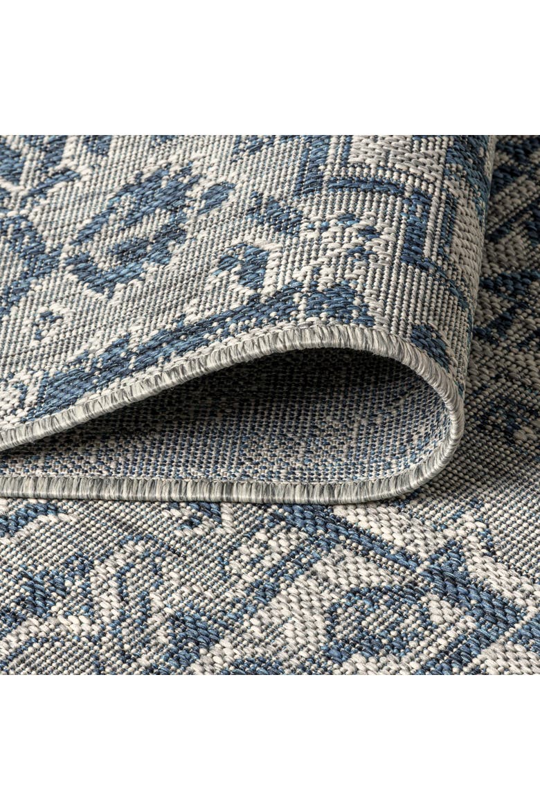 Estrella Bohemian Medallion Textured Weave Octagon Indoor/Outdoor Area Rug, Alternate, color, Navy/Gray