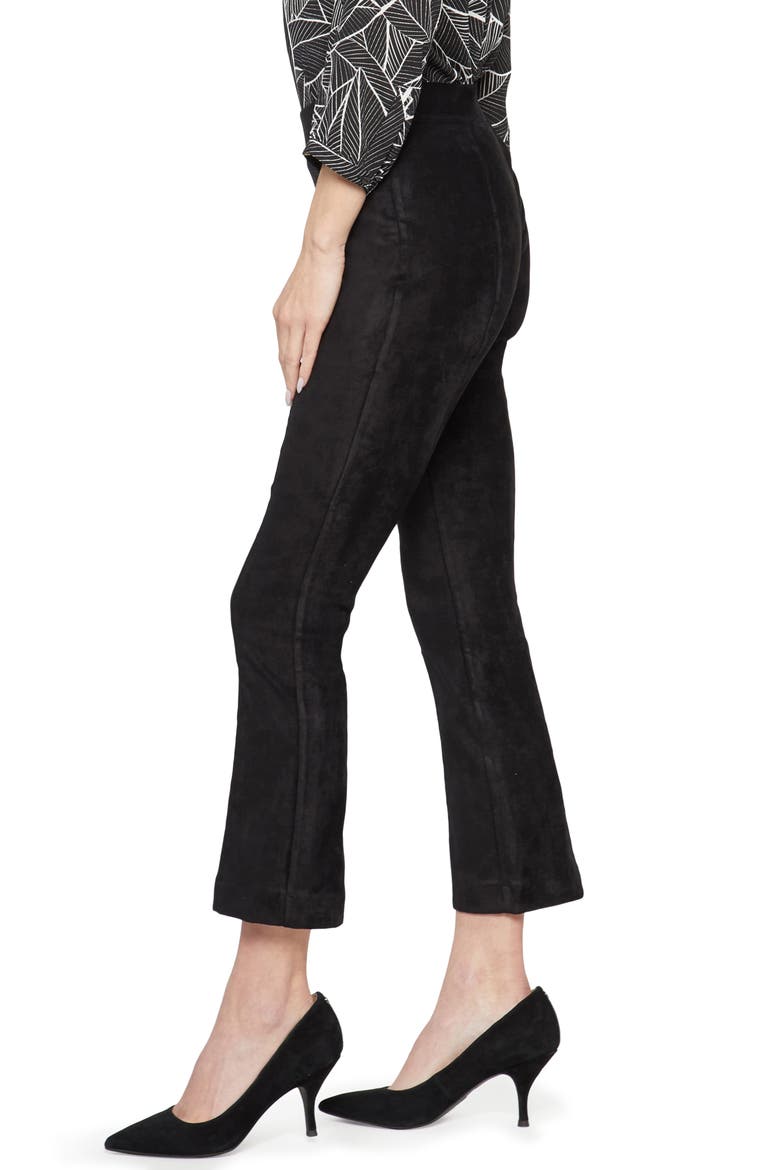 Pull-On Ankle Slim Bootcut Faux Suede Pants, Alternate, color, BLACK