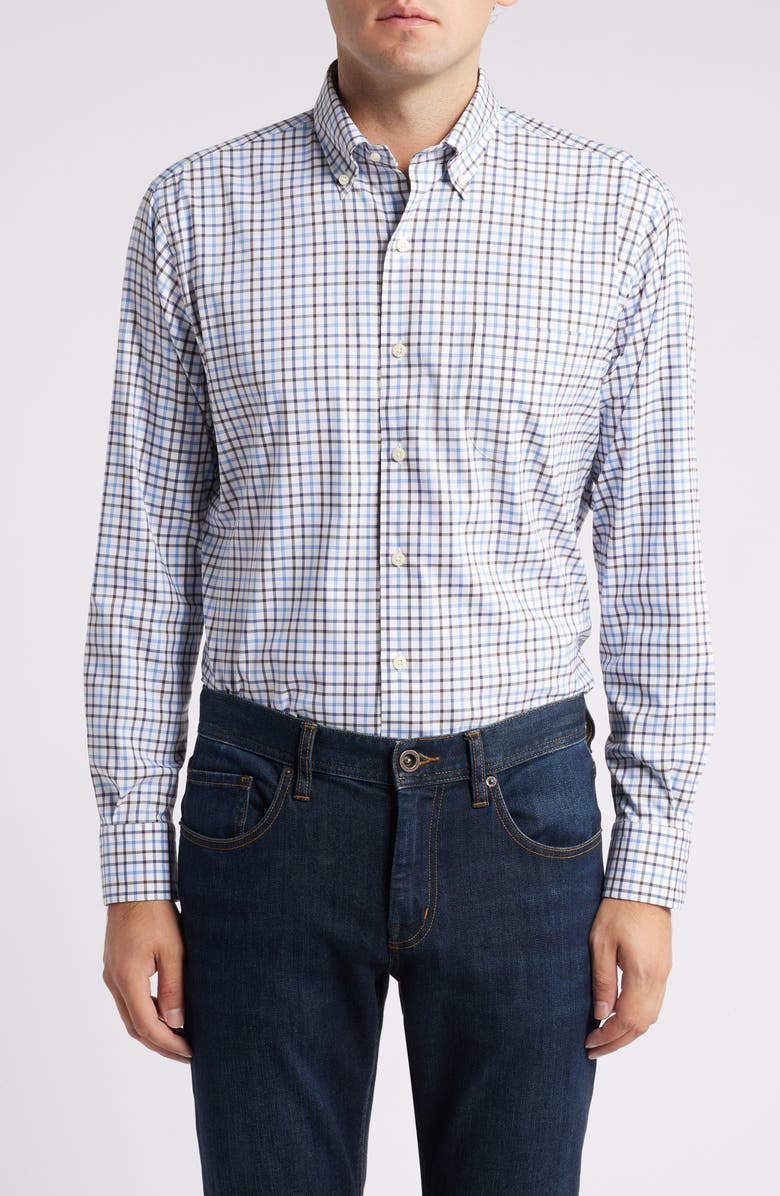 Peter Millar Calgary Crown Lite Check Stretch Button-Down Shirt, Main, color,