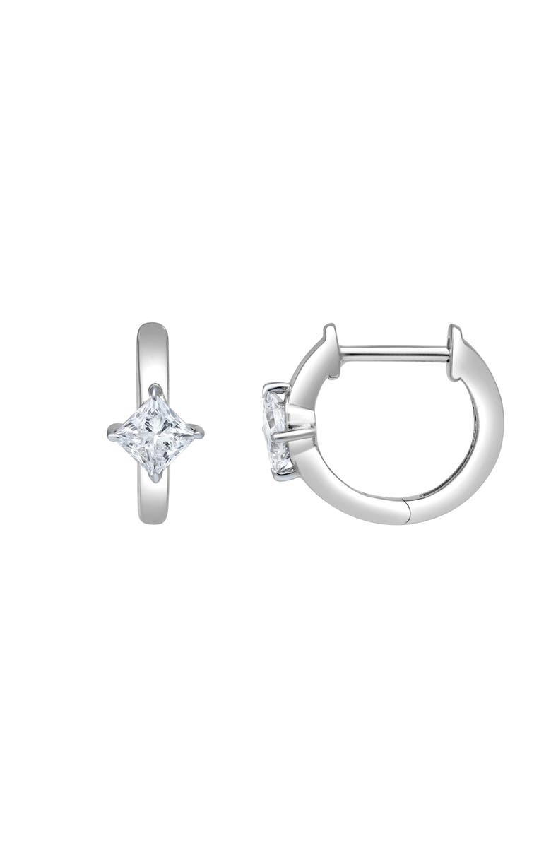 LuvMyJewelry Princess Charm 14K Gold Lab Grown Diamond Huggies - 0.50 ct, Main, color, 14K White Gold